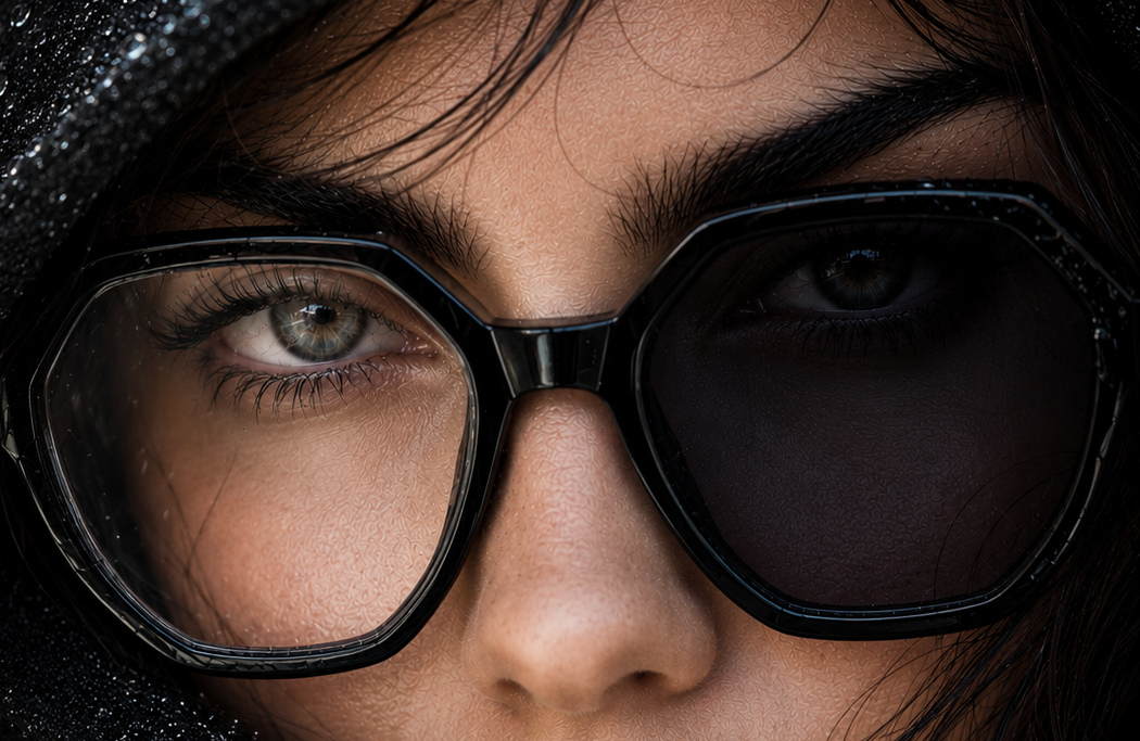 Modelo usando lentes ópticos Glamm Lysecare